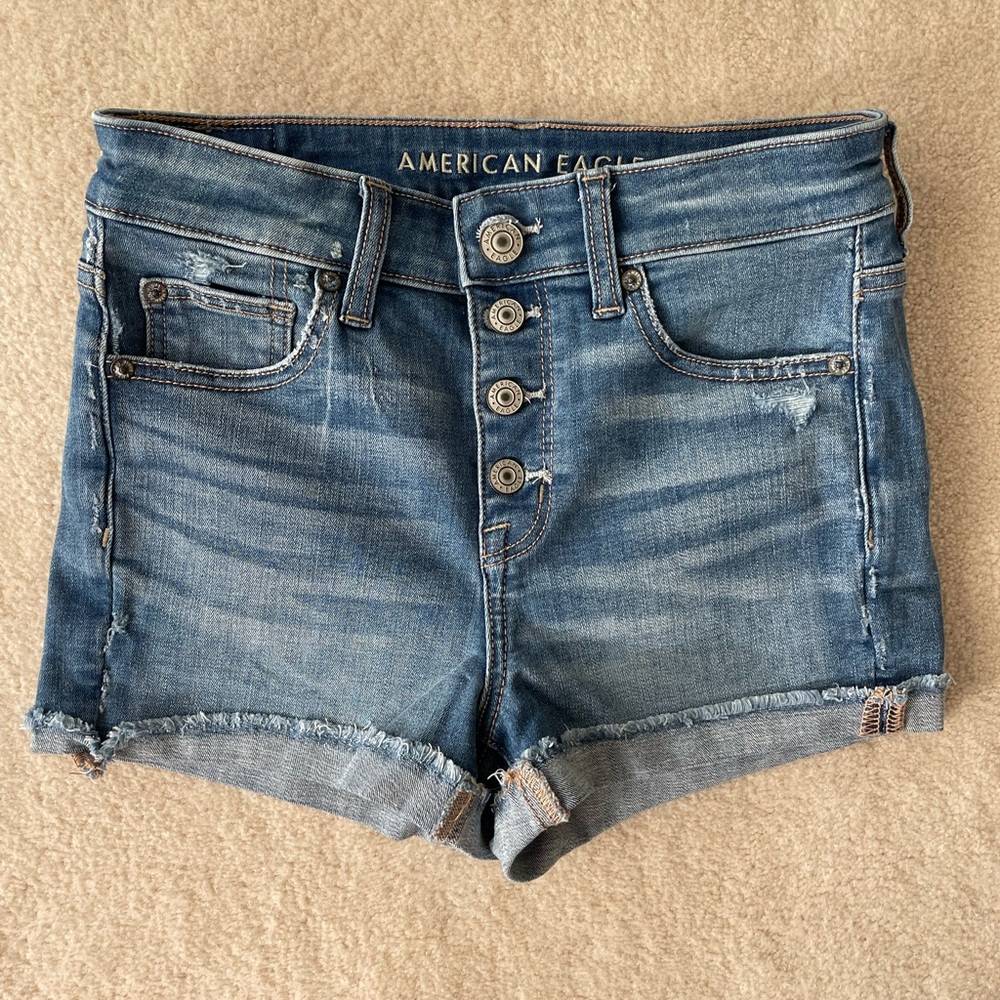 American Eagle Hi Rise Shortie Jean Shorts